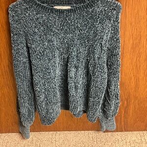 Pink Rose Textured Gray Sweater